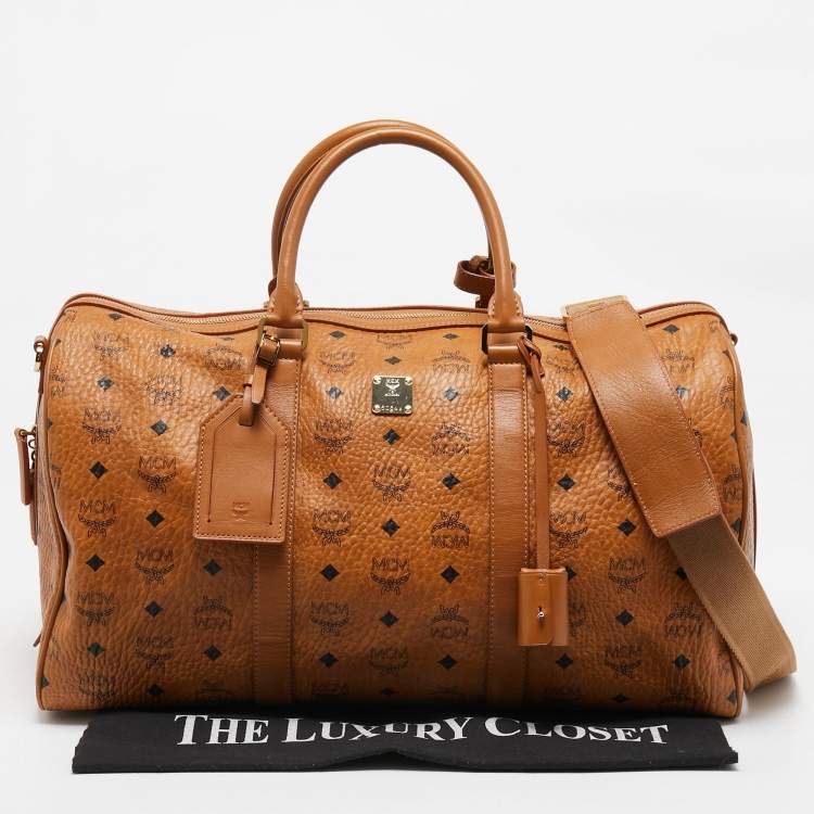 Pre Owned MCM Cognac Visetos Coated Canvas Ottomar Weekender Bag