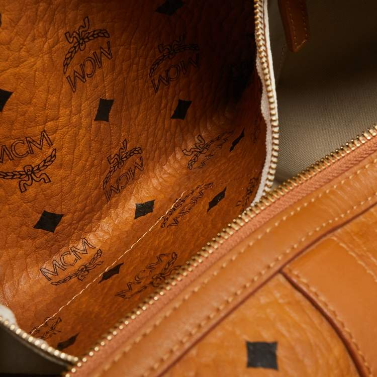 Pre Owned MCM Cognac Visetos Coated Canvas Ottomar Weekender Bag