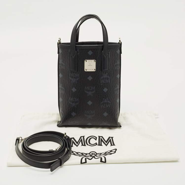 Pre Owned MCM Black Visetos Coated Canvas Mini Essential Crossbody Bag