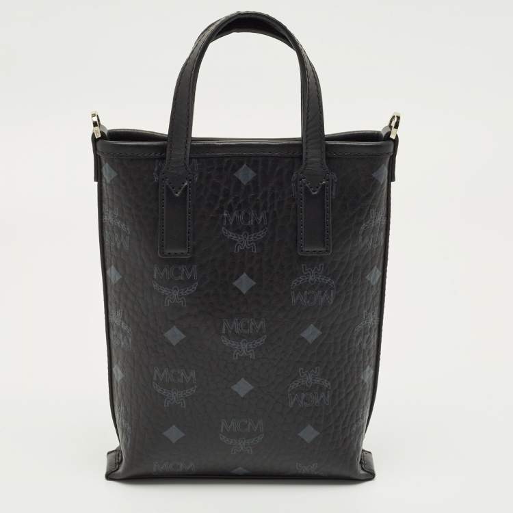 Pre Owned MCM Black Visetos Coated Canvas Mini Essential Crossbody Bag