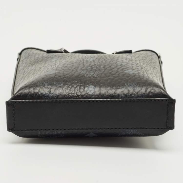 Pre Owned MCM Black Visetos Coated Canvas Mini Essential Crossbody Bag