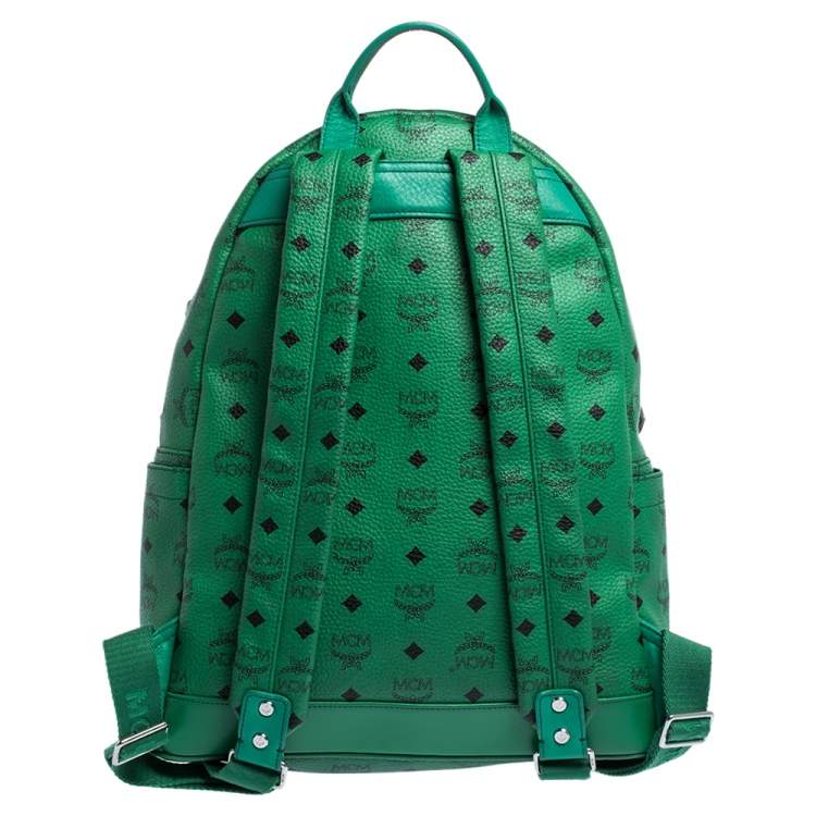 Pre Owned MCM Green Coated Canvas and Leather Large Studs Stark Backpack
