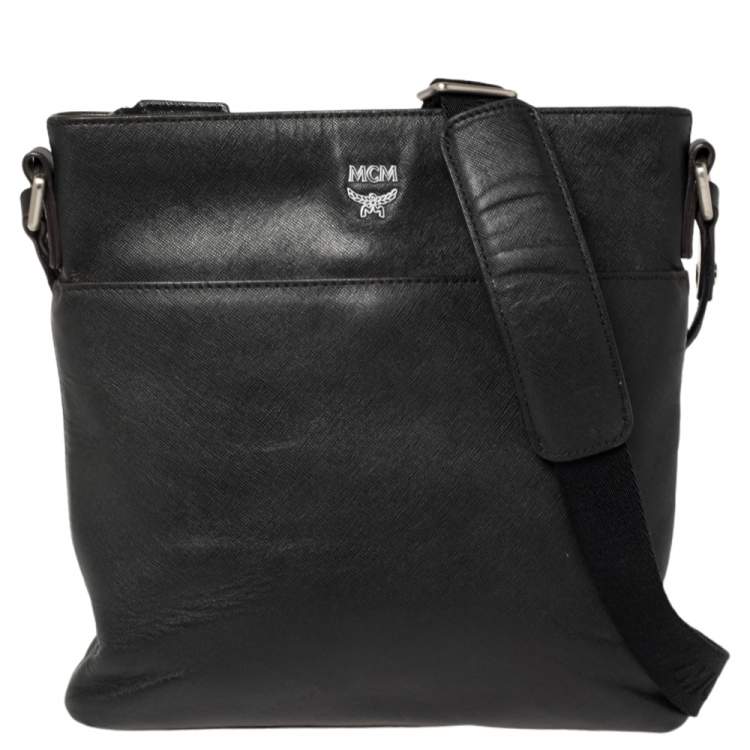 Mcm Men's Black Leather Messenger Bag