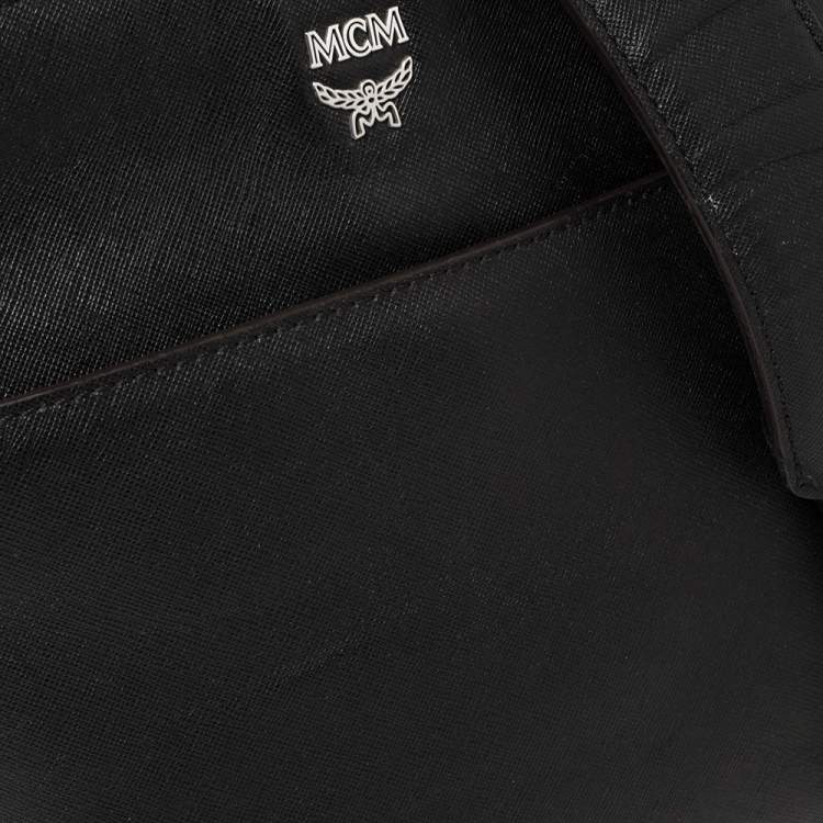 Pre Owned MCM Black Saffiano Leather Messenger Bag