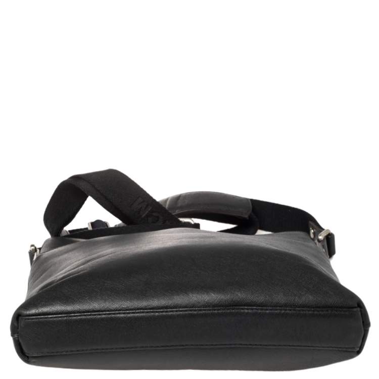 Pre Owned MCM Black Saffiano Leather Messenger Bag
