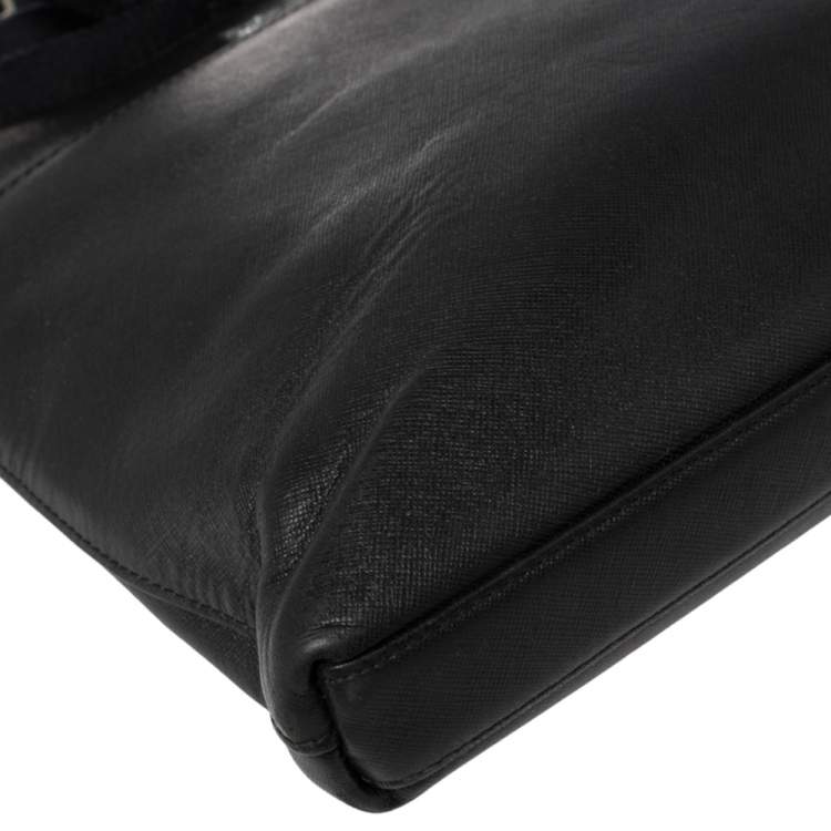 Pre Owned MCM Black Saffiano Leather Messenger Bag