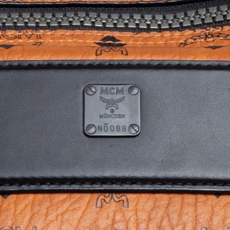 Pre Owned MCM Black/Cognac Visetos Coated Canvas and Leather Briefcase 
