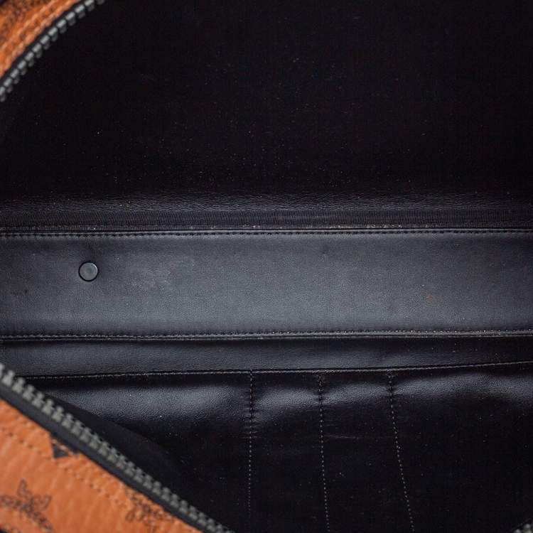 Pre Owned MCM Black/Cognac Visetos Coated Canvas and Leather Briefcase 