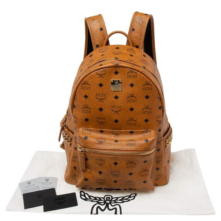 Pre Owned MCM Cognac Visetos Coated Canvas Medium Stark Backpack