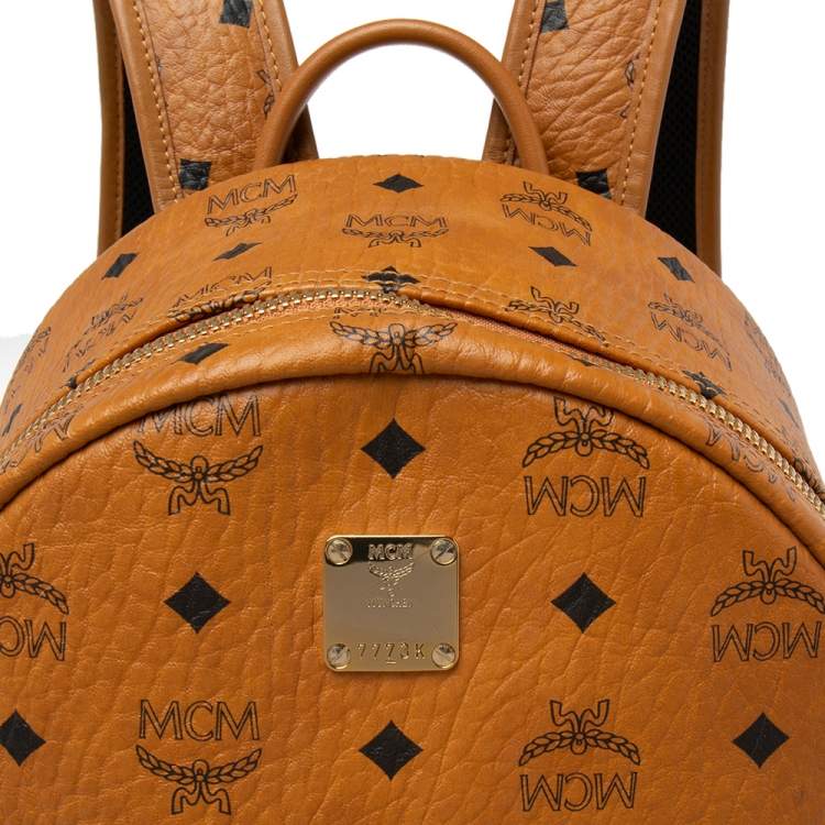 Pre Owned MCM Cognac Visetos Coated Canvas Medium Stark Backpack
