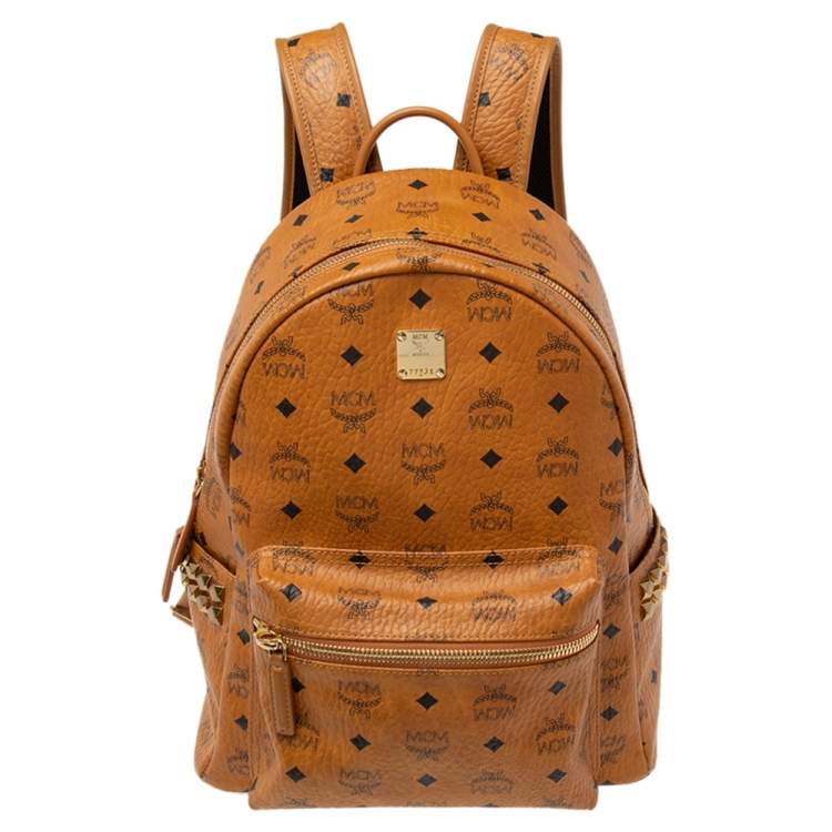 Mcm Mens Cognac Stark logo-print Faux-Leather Backpack