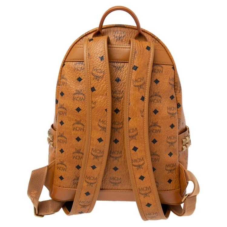 Pre Owned MCM Cognac Visetos Coated Canvas Medium Stark Backpack