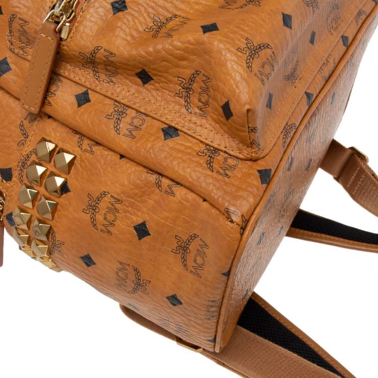 Pre Owned MCM Cognac Visetos Coated Canvas Medium Stark Backpack