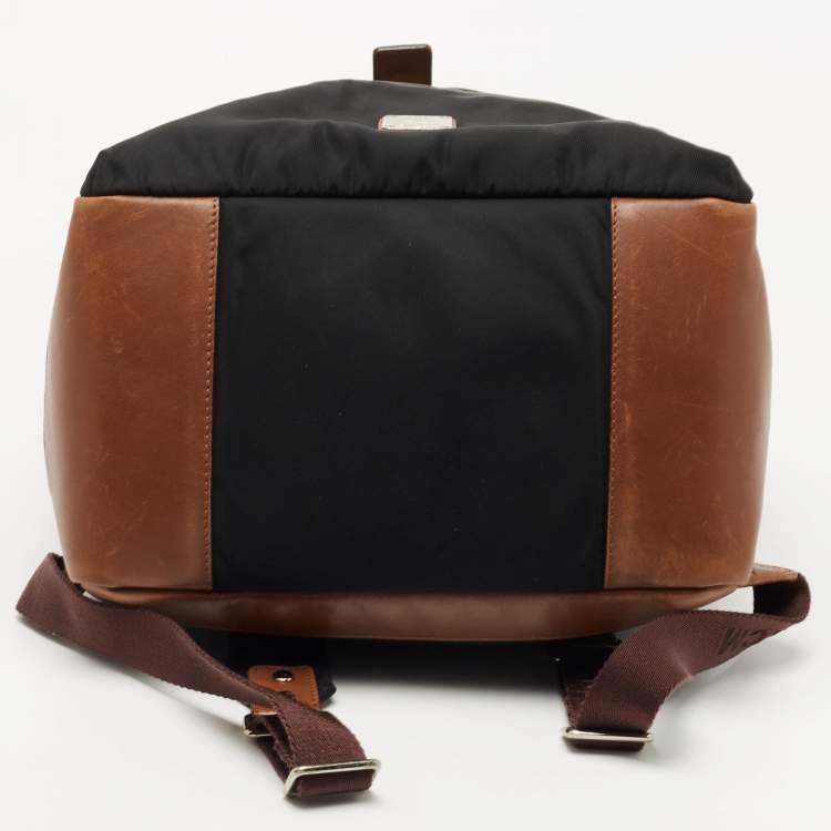 Pre Owned MCM Black/Brown Nylon and Leather Backpack