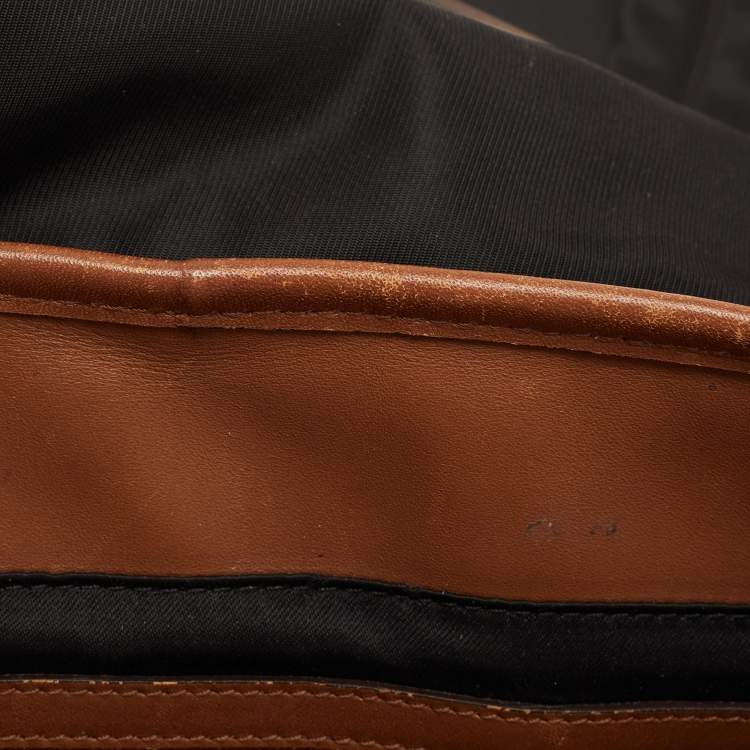 Pre Owned MCM Black/Brown Nylon and Leather Backpack