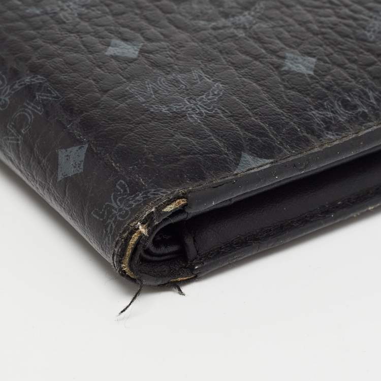 Pre Owned MCM Black Visetos Coated Canvas Bifold Compact Wallet