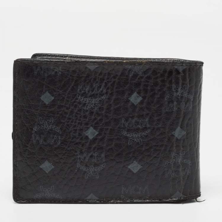 Pre Owned MCM Black Visetos Coated Canvas Bifold Compact Wallet