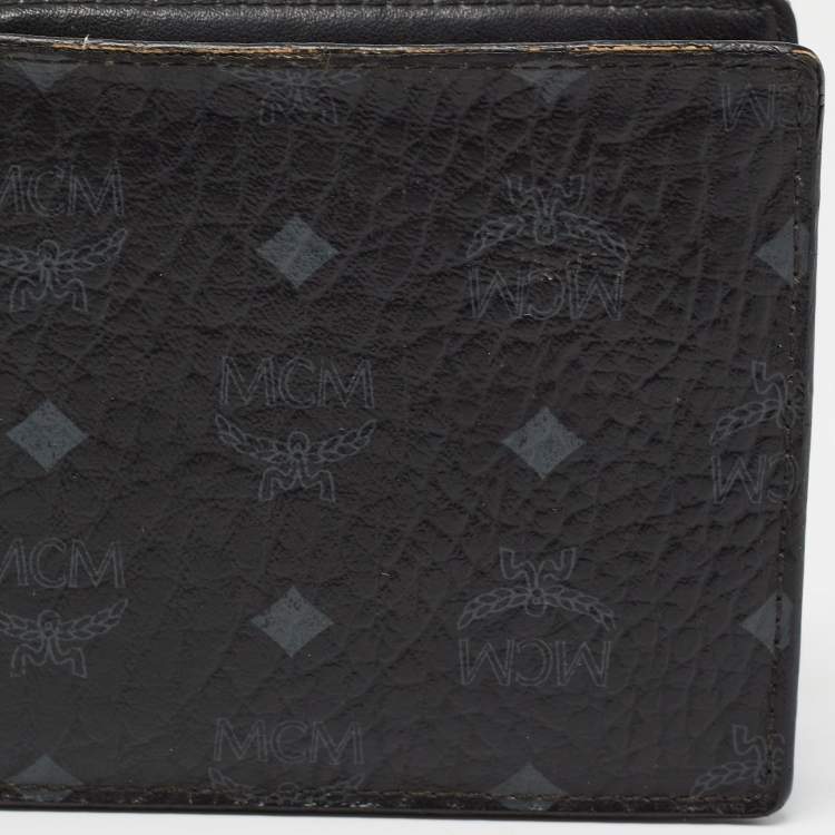 Pre Owned MCM Black Visetos Coated Canvas Bifold Compact Wallet