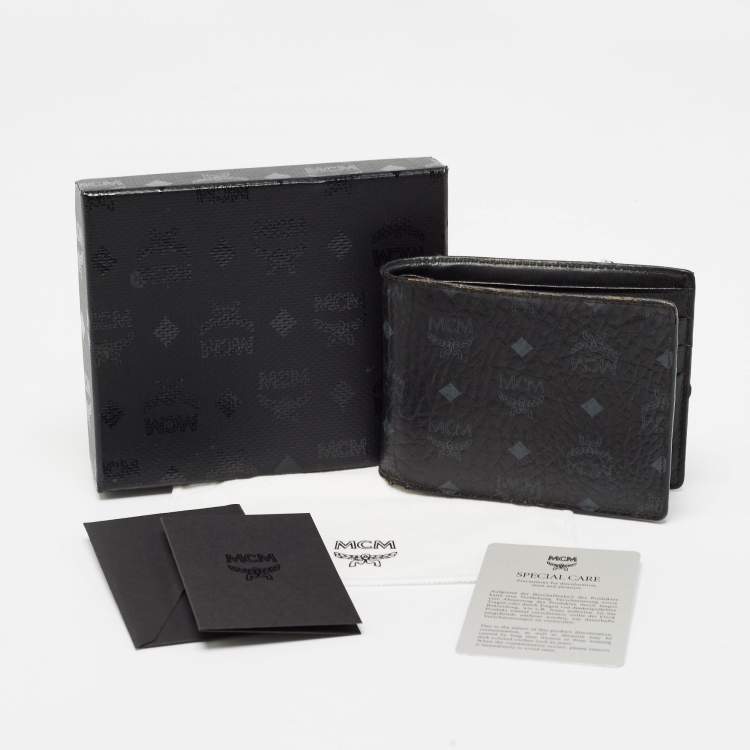 Pre Owned MCM Black Visetos Coated Canvas Bifold Compact Wallet