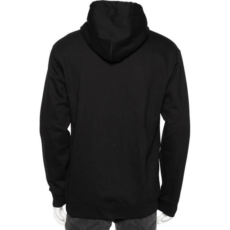 Pre Owned McQ by Alexander McQueen Black Cotton Logo Embroidered Hoodie L