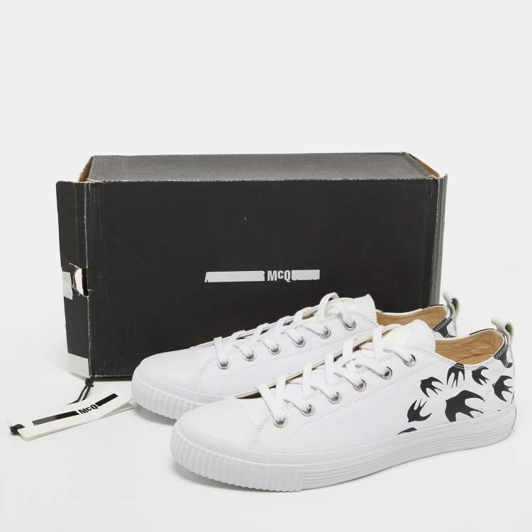 Pre Owned McQ by Alexander McQueen White Canvas Swallow Sneakers Size 44