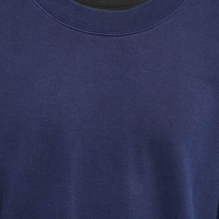 Pre Owned McQ by Alexander McQueen Blue Cotton Knit Layered Sweatshirt L