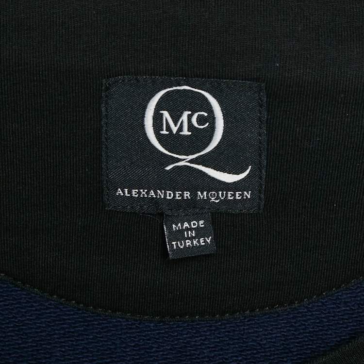 Pre Owned McQ by Alexander McQueen Blue Cotton Knit Layered Sweatshirt L