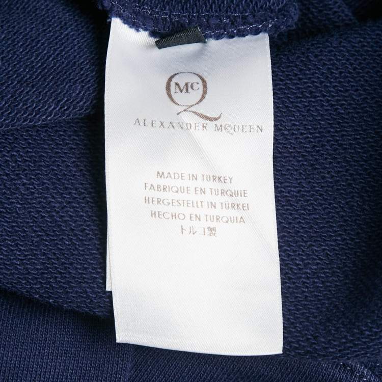 Pre Owned McQ by Alexander McQueen Blue Cotton Knit Layered Sweatshirt L