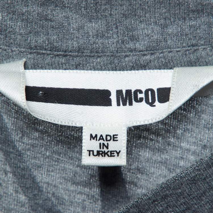Pre Owned McQ by Alexander McQueen Grey Swallow Print Cotton T-Shirt M