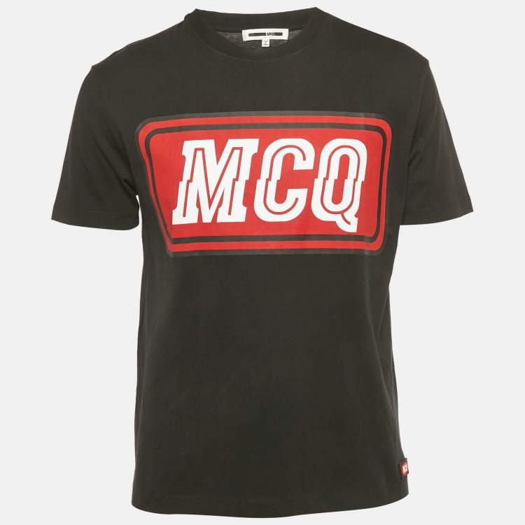 Pre Owned McQ by Alexander McQueen Black Printed Cotton Jersey T-Shirt M