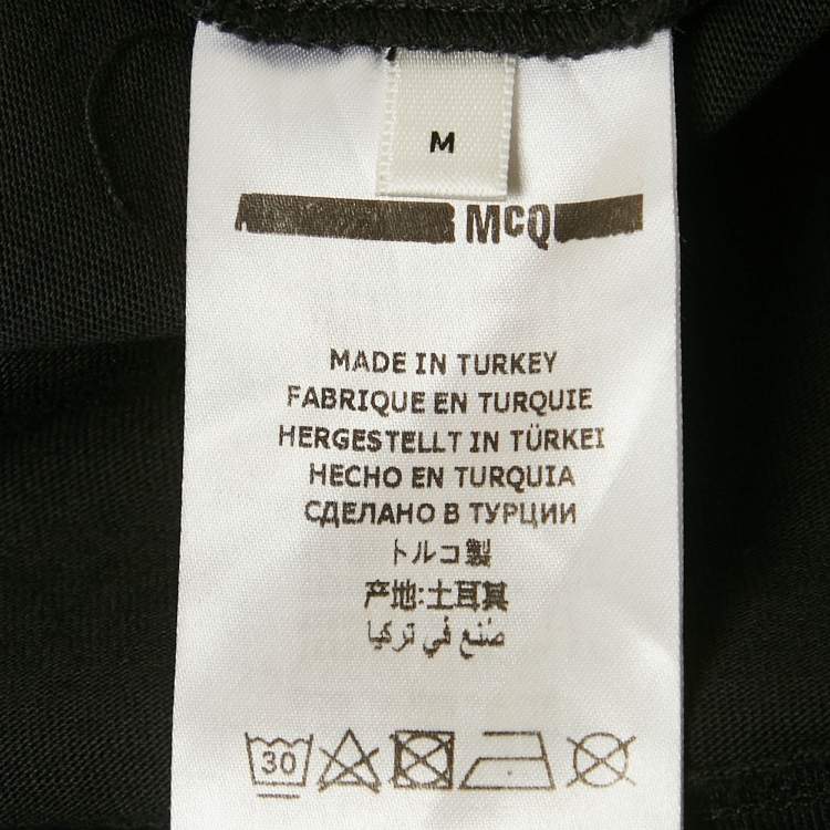 Pre Owned McQ by Alexander McQueen Black Printed Cotton Jersey T-Shirt M