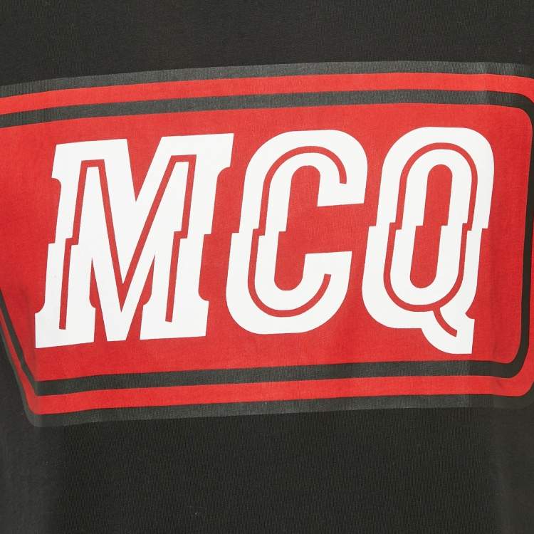Pre Owned McQ by Alexander McQueen Black Printed Cotton Jersey T-Shirt M