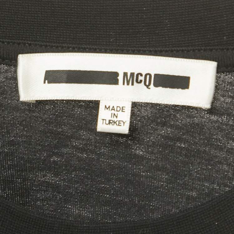 Pre Owned McQ by Alexander McQueen Black Printed Cotton Jersey T-Shirt M
