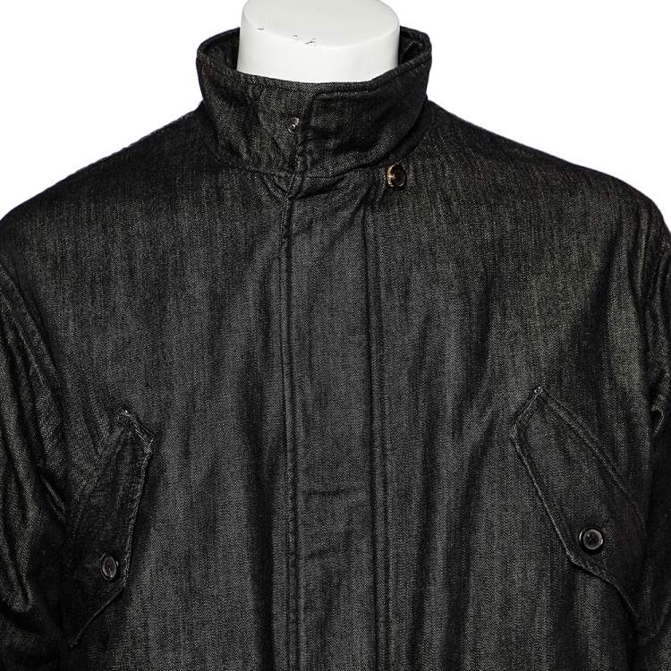 Pre Owned McQ by Alexander McQueen Black Faded Denim Oversized Zip Front Coat XS