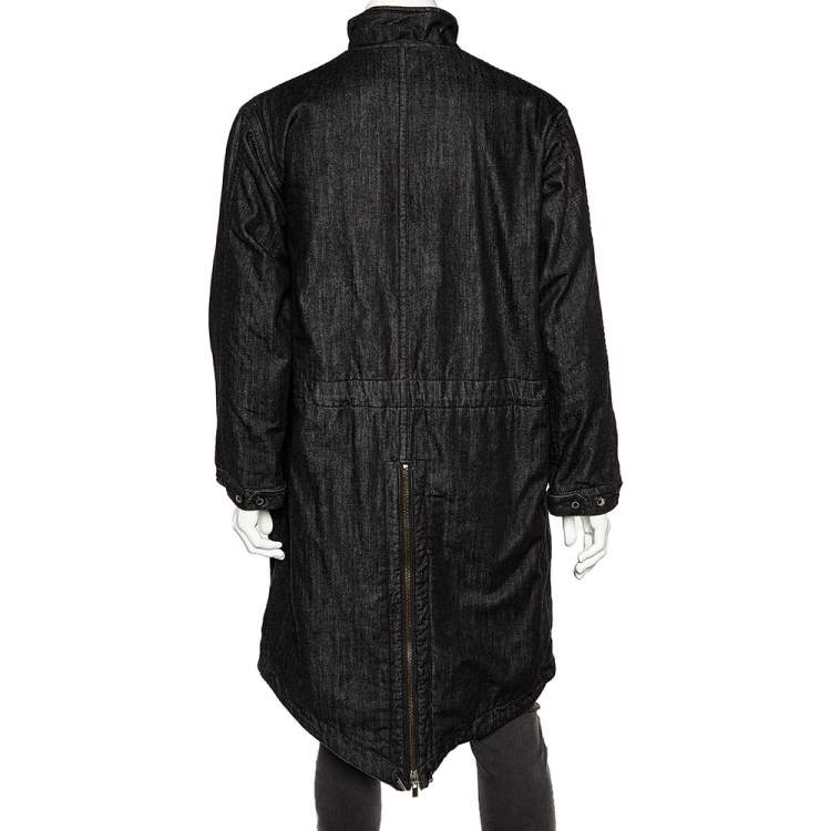 Pre Owned McQ by Alexander McQueen Black Faded Denim Oversized Zip Front Coat XS