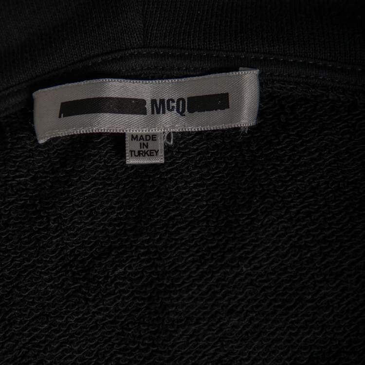 Pre Owned McQ by Alexander McQueen Black Cotton Knit Hooded Jacket S 