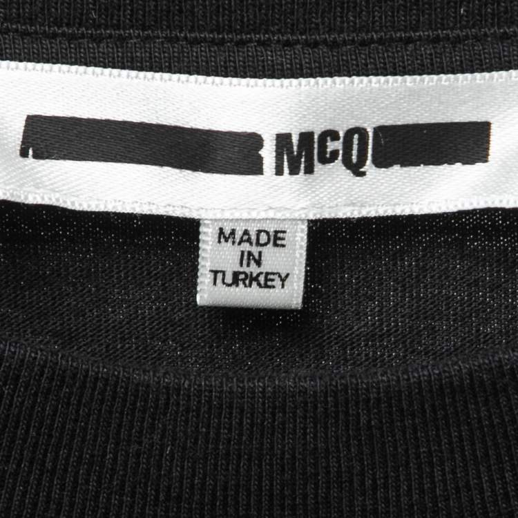 Pre Owned McQ by Alexander McQueen Black Logo Printed Cotton T-Shirt L