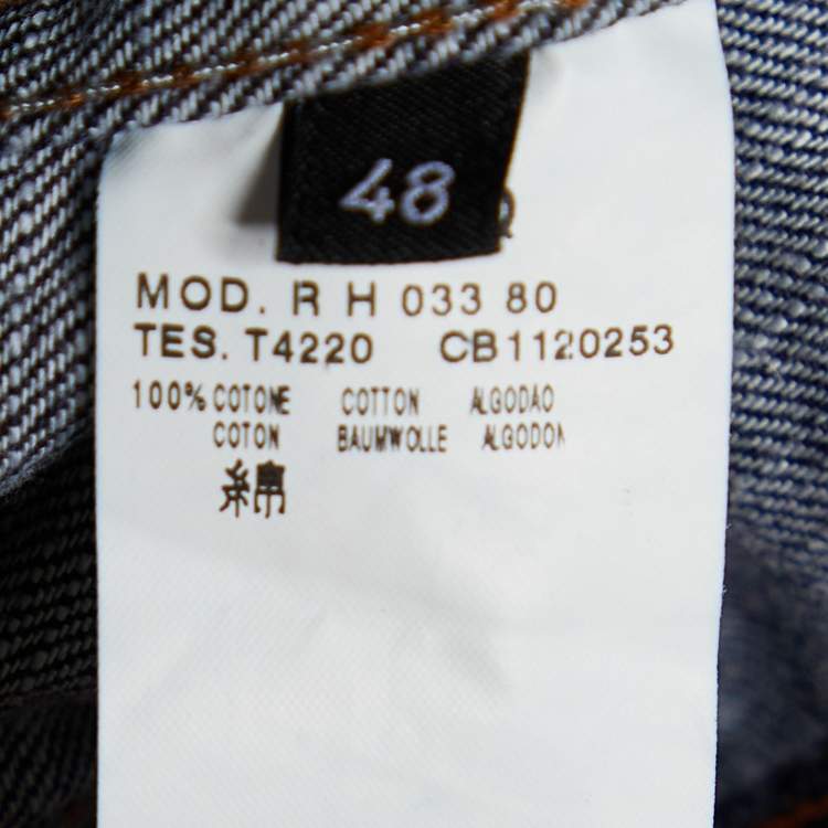 Pre Owned McQ by Alexander McQueen Navy Blue Denim Applique Detail Jacket M
