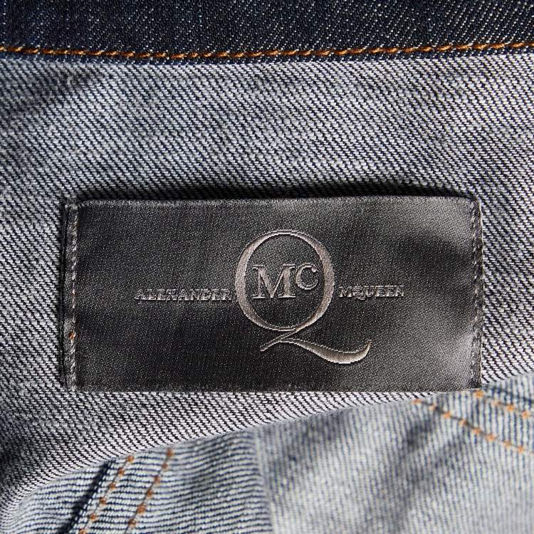 Pre Owned McQ by Alexander McQueen Navy Blue Denim Applique Detail Jacket M