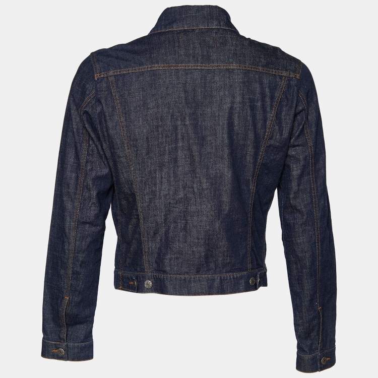 Pre Owned McQ by Alexander McQueen Navy Blue Denim Applique Detail Jacket M