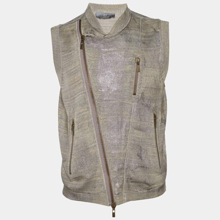 Pre Owned McQ by Alexander McQueen Grey Cotton Knit Sleeveless Vest M