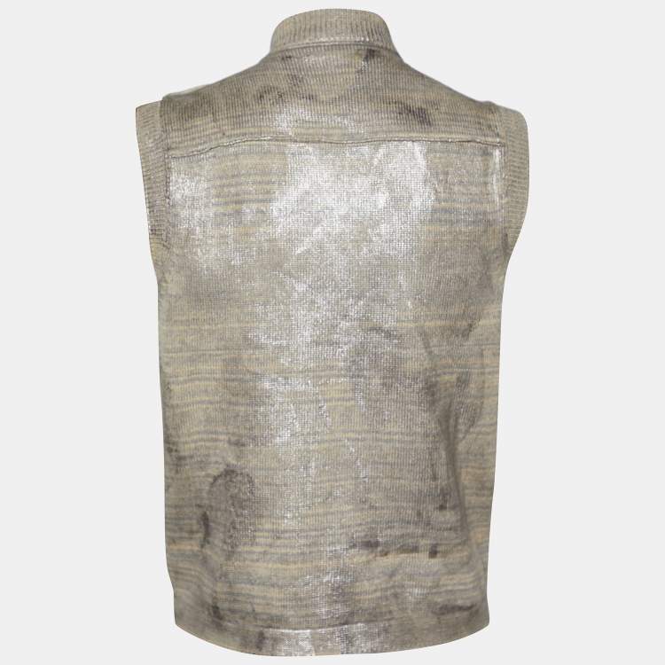 Pre Owned McQ by Alexander McQueen Grey Cotton Knit Sleeveless Vest M