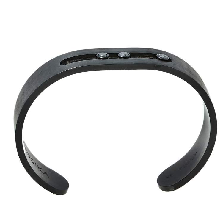 Pre Owned Messika Move Black Brushed Titanium & Diamond Cuff Bracelet XS