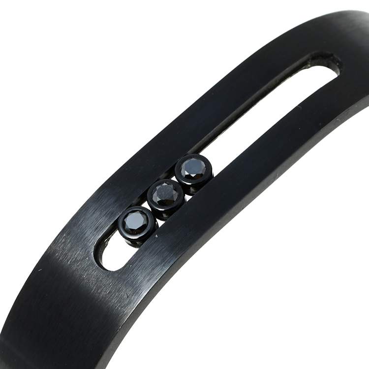 Pre Owned Messika Move Black Brushed Titanium & Diamond Cuff Bracelet XS