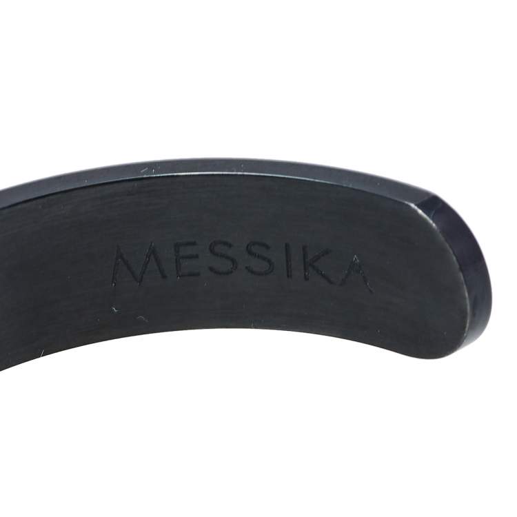 Pre Owned Messika Move Black Diamond Titanium Open Cuff Bracelet S