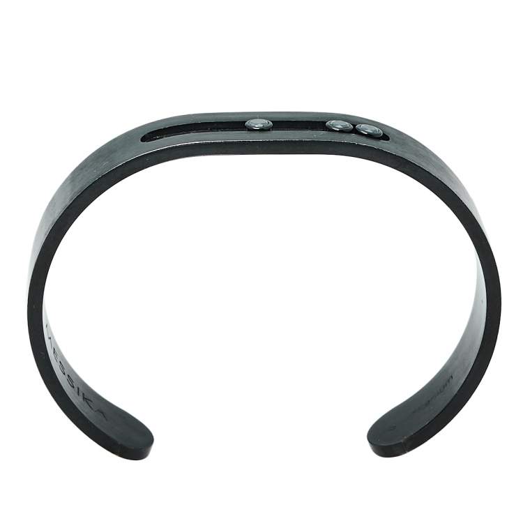 Pre Owned Messika Move Black Diamond Titanium Open Cuff Bracelet S