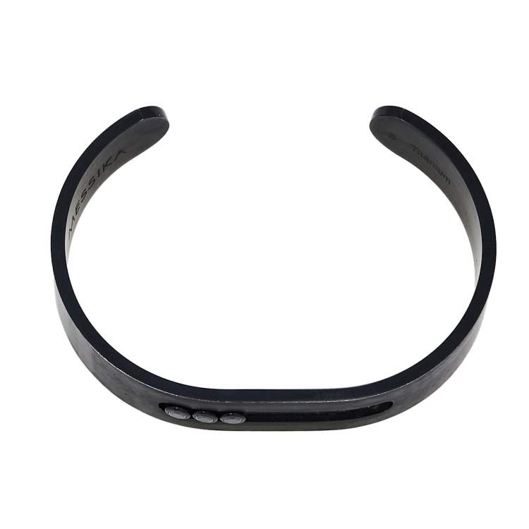 Pre Owned Messika Move Black Diamond Titanium Open Cuff Bracelet S