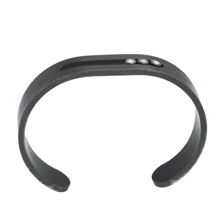 Pre Owned Messika Move Diamond Titanium Graphite Open Cuff Bracelet XS