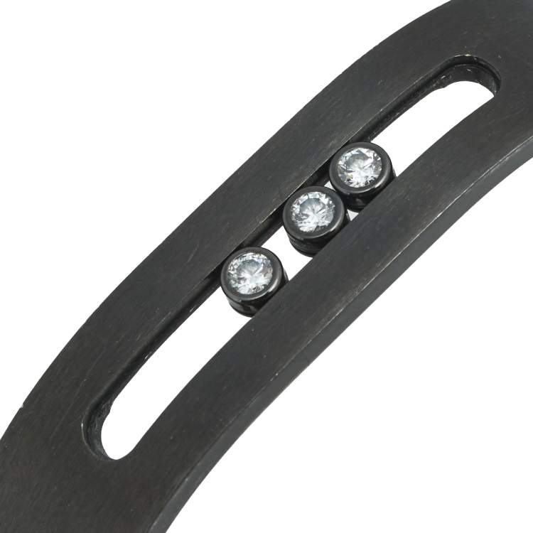 Pre Owned Messika Move Diamond Titanium Graphite Open Cuff Bracelet XS