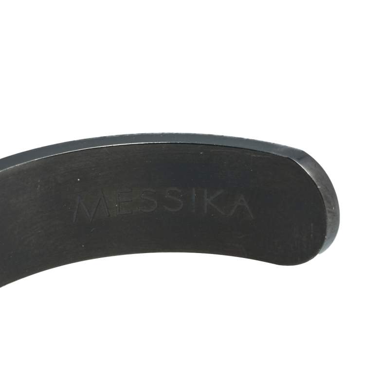 Pre Owned Messika Move Diamond Titanium Graphite Open Cuff Bracelet XS